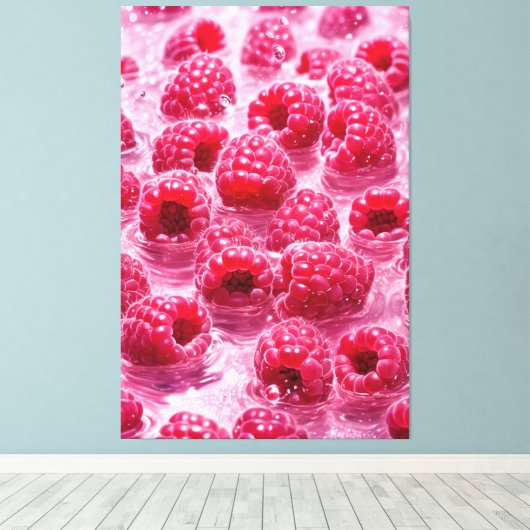 Aqua Raspberry Stretched Canvas Afdrukken (Insitu (Houten vloer))