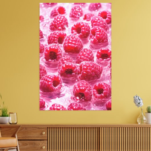 Aqua Raspberry Stretched Canvas Afdrukken (Insitu (Woonkamer))