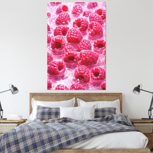 Aqua Raspberry Stretched Canvas Afdrukken (Insitu (Slaapkamer))