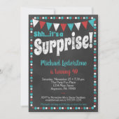 Aqua Red Chalkboard Enterprise Invitation Kaart (Voorkant)