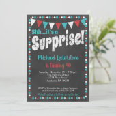 Aqua Red Chalkboard Enterprise Invitation Kaart (Staand voorkant)