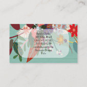 Aqua Red  Floral Pattern Visitekaartje (Achterkant)