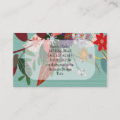 Aqua Red  Floral Pattern Visitekaartje (Achterkant)
