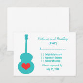 Aqua/Red Guitar Heart Response Kaart (Voorkant / Achterkant)