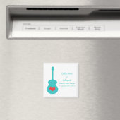 Aqua/Red Guitar Heart Save the Date Magnet (Insitu (Vaatwasser))
