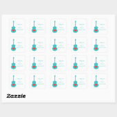 Aqua/Red Guitar Heart Save the Date Stickers (Vel)