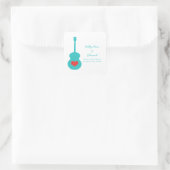 Aqua/Red Guitar Heart Save the Date Stickers (Tas)