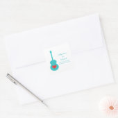 Aqua/Red Guitar Heart Save the Date Stickers (Envelop)