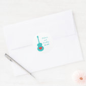 Aqua/Red Guitar Heart Wedding Stickers (Envelop)