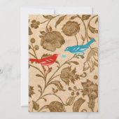  Aqua Red Love Bird Wedtern Kaart (Achterkant)