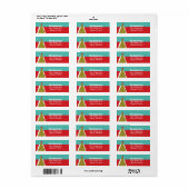 Aqua & Red Retro kerstboomruitadres Etiket (Full Sheet)