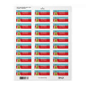 Aqua & Red Retro kerstboomruitadres Etiket (Full Sheet)