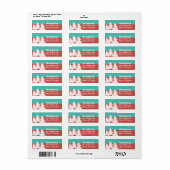 Aqua Red Retro kerstboomruitadres Etiket (Full Sheet)