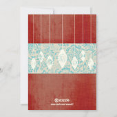 Aqua Red Retro Merry- en Bright Family-fotokaart Feestdagenkaart (Achterkant)