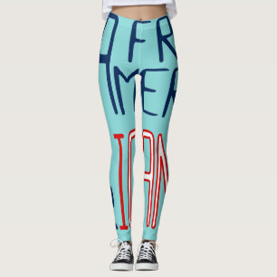 Aqua Red White Blue Woman African American Leggings