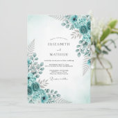 Aqua Refreshing Botanical Wedding Kaart (Staand voorkant)