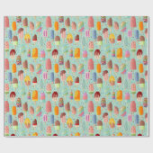 Aqua Regenboog Popsicles & Sprinkles Gift Wrap Rol Cadeaupapier (Vlak)