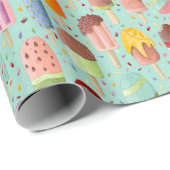 Aqua Regenboog Popsicles & Sprinkles Gift Wrap Rol Cadeaupapier (Rol Hoek)