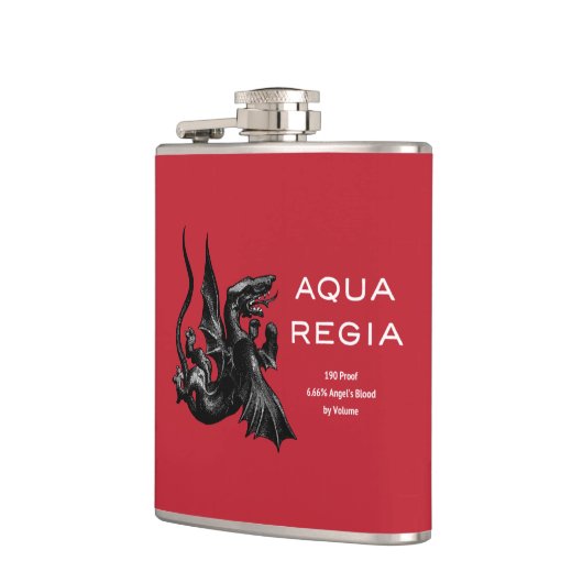 Aqua Regia Flask - Rode achtergrond Heupfles (Links)