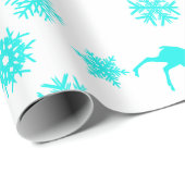 Aqua Reindeer Holiday Merry Bright Wrapping Paper Cadeaupapier (Rol Hoek)