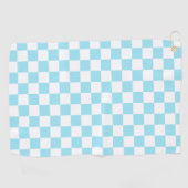 Aqua Retro Checkerboard Golfhanddoek (Horizontaal)