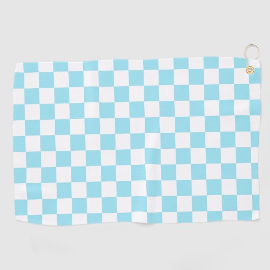 Aqua Retro Checkerboard Golfhanddoek (Horizontaal)