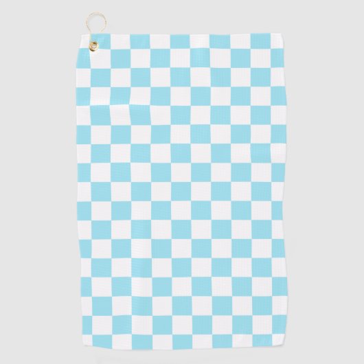 Aqua Retro Checkerboard Golfhanddoek (Voorkant)