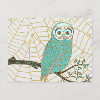 Aqua Retro Owl Design Briefkaart
