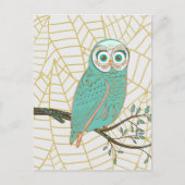 Aqua Retro Owl Design Briefkaart (Voorkant)