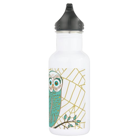 Aqua Retro Owl Design Waterfles (Rechts)