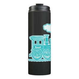 Aqua retro stoomtrein volledige naam thermosbeker