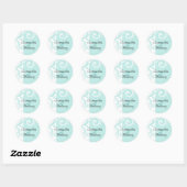 Aqua Reverse Swirl Matching Envelope Seal Ronde Sticker (Vel)