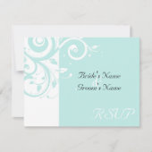Aqua Reverse Swirl Trouwkaart RSVP Kaartje (Voorkant)
