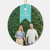 Aqua Ribbon | Holiday-foto Keramisch Ornament (Links)