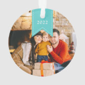 Aqua Ribbon | Persoonlijke vakantiefoto Ornament (achterkant)