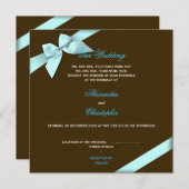 Aqua Ribbon Wedding Announement S4 Kaart (Voorkant / Achterkant)