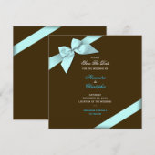 Aqua Ribbon Wedding Save the Date S5V2 (Voorkant / Achterkant)