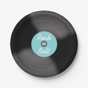Aqua Rock N Roll Record Party Paper Borden Papieren Bordje