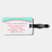 Aqua rode lieveheersbeestje & polka dots genaamd b bagagelabel (Achterkant horizontaal)