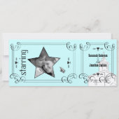 Aqua Romantische Kapel Ticket Trouwen Kaart (Achterkant)