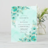 Aqua Romantische Lente Bruiloft Kaart (Staand voorkant)