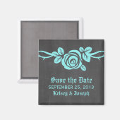 Aqua Roos Chalkboard Save the Date Magnet (Voorkant / Achterkant)