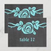 Aqua Roos Chalkboard Table Number Briefkaart (Voorkant / Achterkant)