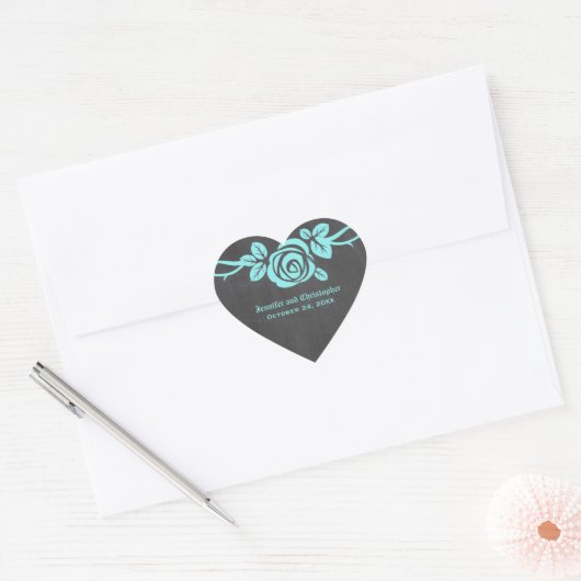 Aqua Roos Chalkboard Wedding Stickers (Envelop)