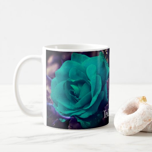 Aqua Roos Flower Art op maat Koffiemok (Met donut)