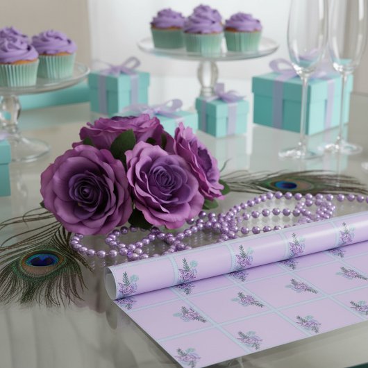 Aqua Rose Cadeaupapier