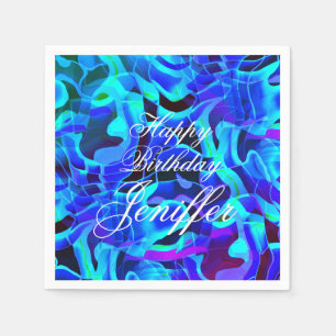 Aqua Royal Blue Asymmetrisch Huidig Patroon Servet