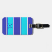 Aqua Royal Blue Cabana Stripes Bagagelabel (Voorkant horizontaal)