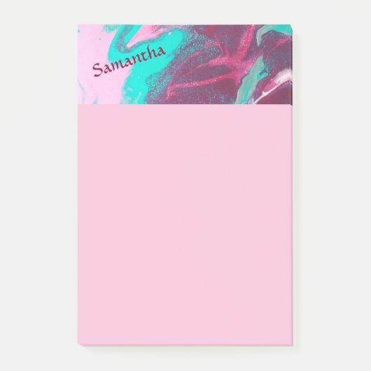 Aqua Roze Abstract Persoonlijke Post-it Notities 4 Post-it® Notes (Voorkant)