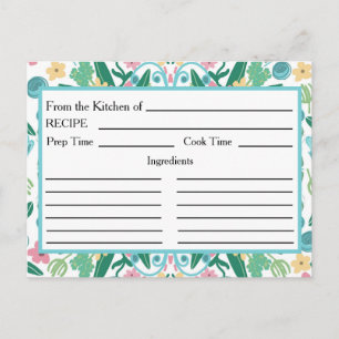 Aqua Roze Bloemstuk Vanuit de Keuken Receptkaarten Briefkaart